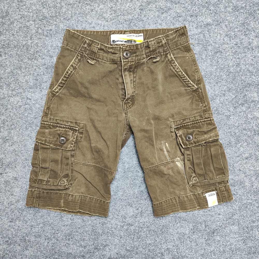 Levis Shorts Boys 10 Brown Cargo Twill Pockets Zip Fly Knee Length Summer - Picture 1 of 11